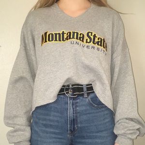 Cropped oversized Montana State crew neck